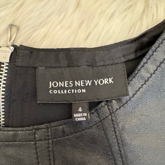 Jones New York Collection Women's Black Sleeveless Leather Shirt 4 - Picture 3 of 8